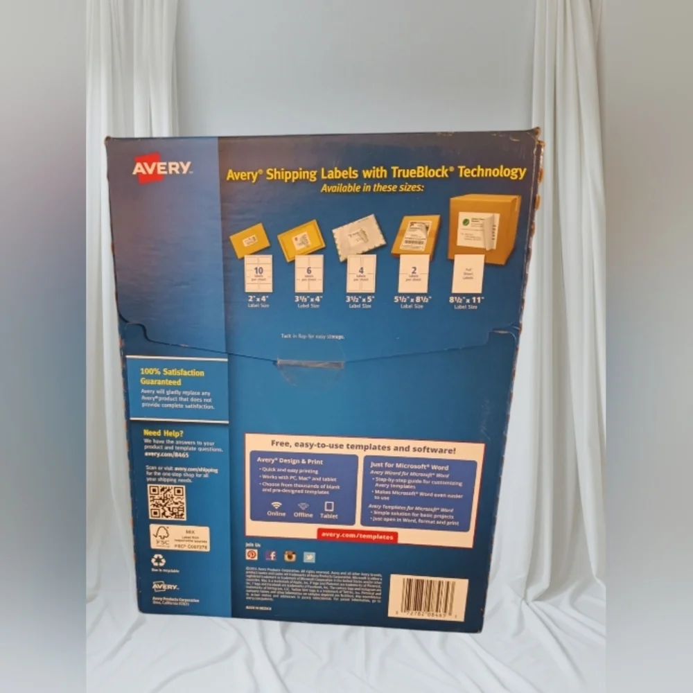 Avery TrueBlock Shipping Labels 8.5 x 11 White Inkjet